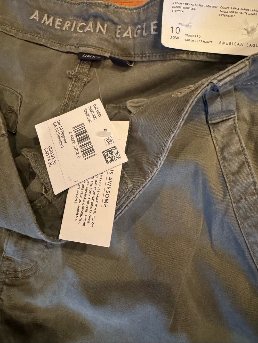 NWT American Eagle Dreamy Drape Cargo Pants Super High Rise Baggy Wide Leg NWT - Picture 4 of 6